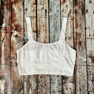 Aerie White Cropped Woven Corset Tank Top ~ NWT